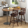 thumbnail image 4 of Gymax Swivel Bar Height Stools with Backrest and Footrest, 30" Height, Brown (Set of 4), 4 of 10