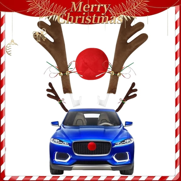 Car Reindeer Antlers and Nose,  Reindeer Antlers for Cars, Car Christmas Decoration Gift Set