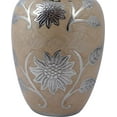 thumbnail image 3 of Brass Silver Floral Engraved Adult Cremation Urn for Human Ashes - Handcrafted Funeral Memorial Ashes Urn - Large Burial Urn - BAG Included (200 LBS, Pearl Cream), 3 of 4