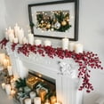 thumbnail image 5 of 9 FT Christmas Red Berry Garland, Artificial Red and Burgundy Berry Christmas Garland for Indoor Outdoor Home Fireplace Decoration for Winter Holiday New Year Decor, 5 of 7