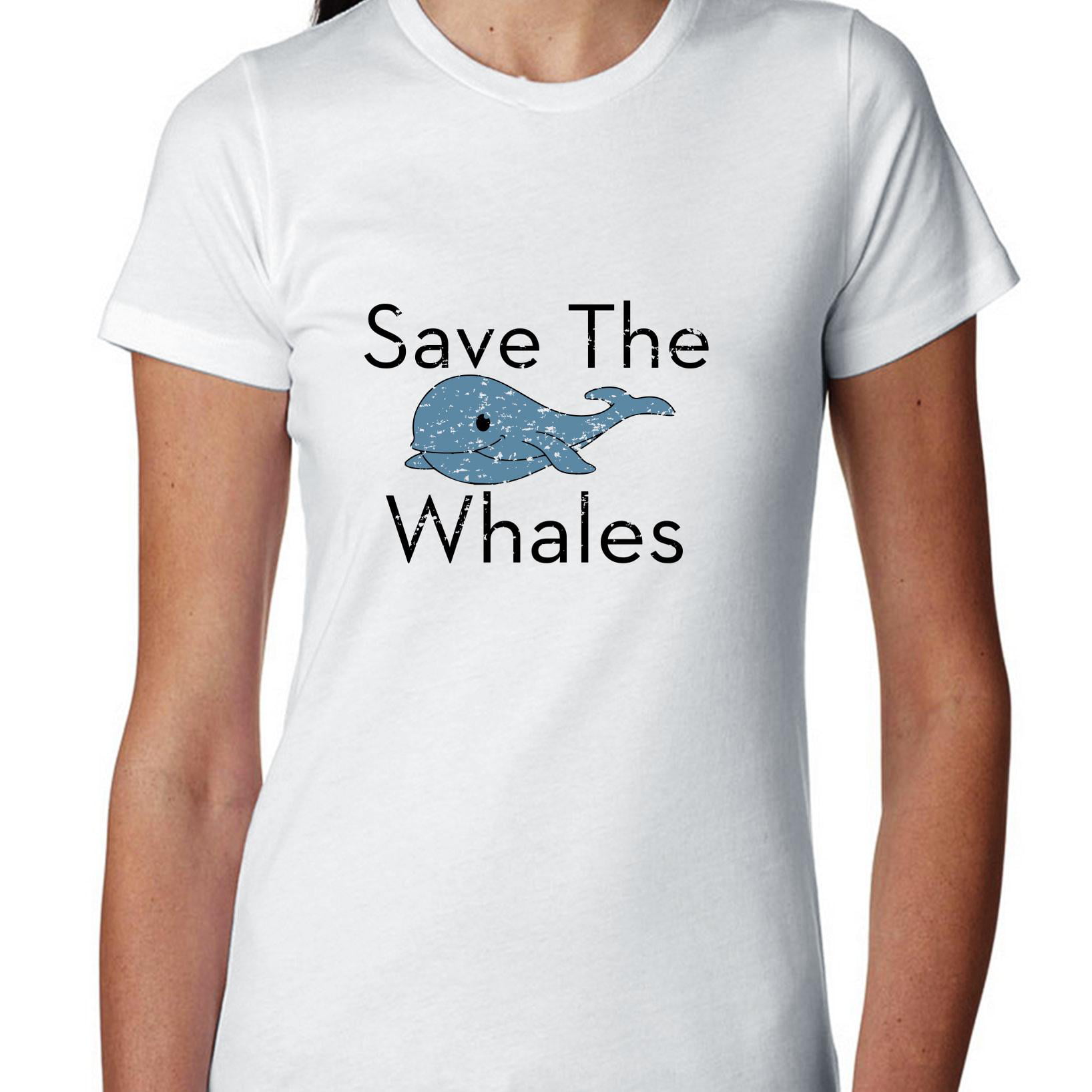 Hollywood Thread - Save the Whales - Cute Blue Whale Women's Cotton T ...