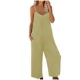 thumbnail image 1 of RKSTN Jumpsuits for Women 2024 V Neck Sleeveless Jumpsuits Spaghetti Straps Solid Color Loose Plus Size Long Pants Rompers with Pockets, 1 of 4