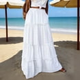 thumbnail image 2 of Dianli Boho Maxi Skirt A Line Tiered Ruffle High Waist Maxi Skirt Elastic Waist Pockets Flowing Layered Beach Vacation Resort Wear Bohemian Summer Maxi Skirt, 2 of 8