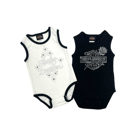 Harley-Davidson Baby Girls' 2-Piece Infant Sleeveless Ribbed Bodysuits (12/18M), Harley Davidson