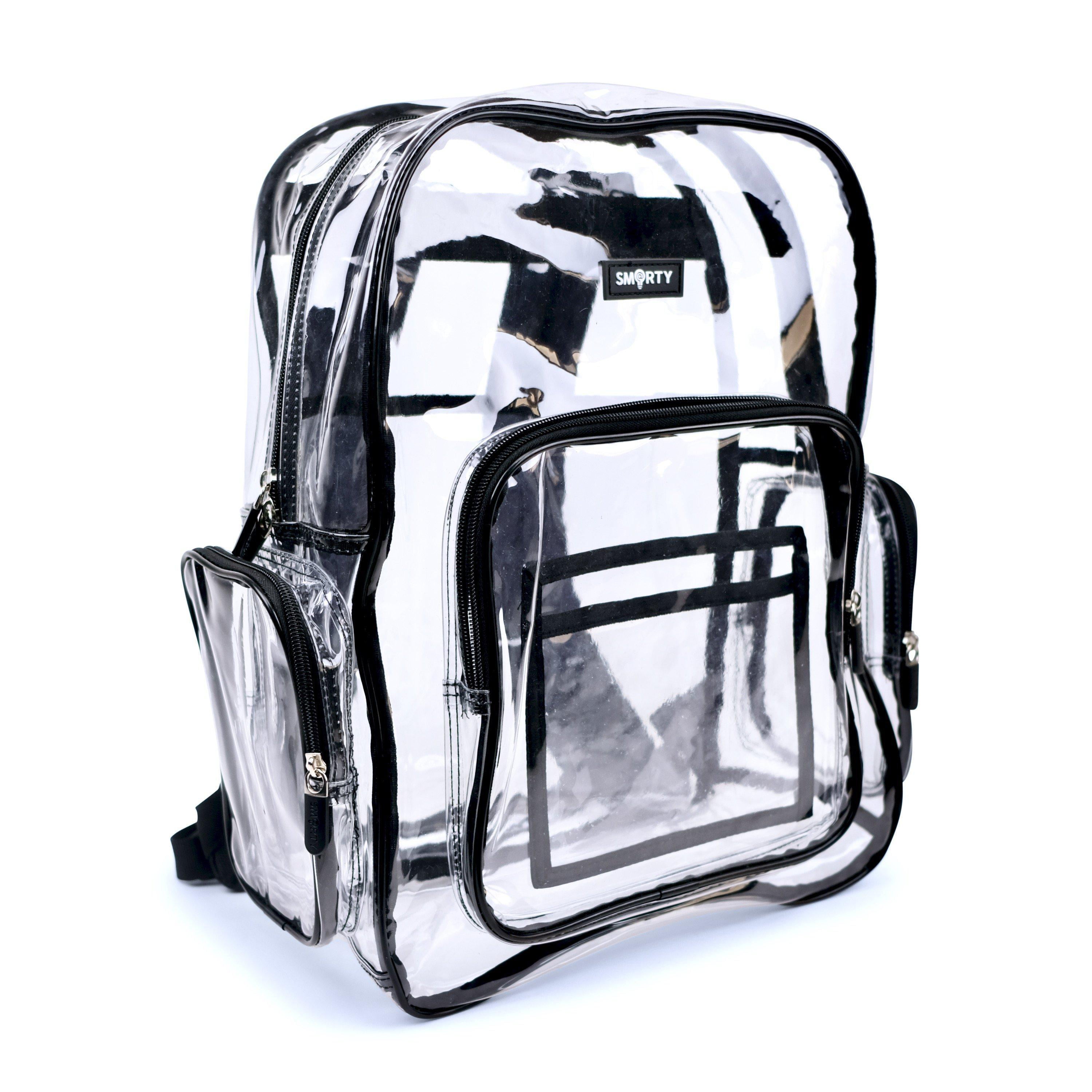 THE SMARTY CO. Heavy Duty Clear Backpack with No Mesh Bold Black