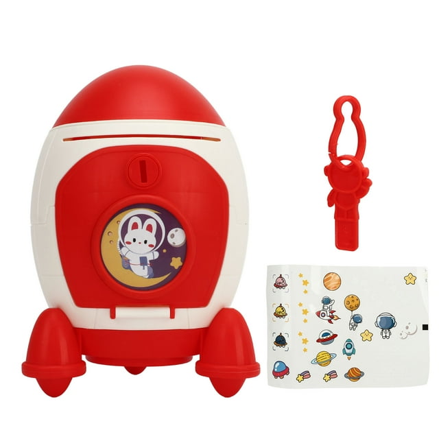 Cute Space Cartoon Piggy Bank with Sticker Children Money Bank Large Capacity Cartoon Space Money Saving Toy Type B