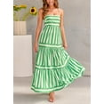 thumbnail image 3 of Komoo Striped Dress for Women Spaghetti Strap Tiered Ruffle Flowy A-Line Long Sundress with Pockets, 3 of 7