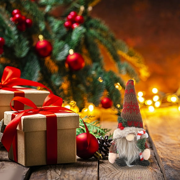 Gorro de punto navideño con ramas de abeto, adorno de muñeco Rudolf, decoración navideña, regalos para fiestas, juguetes, regalos para familiares, niños y amigos.