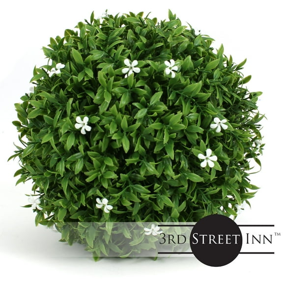 3rd Street Inn 7" Small White Flower Topiary Ball - 2 Pack