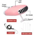 thumbnail image 2 of USB Air Conditioning Blower Handheld Eyelash Fan Dryer Rechargeable Eyelashes Dryer Fan Mini Portable Fans with 2 Pieces Straight and Curved Tweezers for Eyelash Extensions Girls Women (Pink), 2 of 7