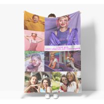 Personalised Blanket, Custom Blanket with Photos Text.Custom Blanket with 1-9 Photo Collages.Father, Mom, Lover, Kids, Friends, Birthday, Christmas - Personalised Gifts for Women Men(75x100cm)