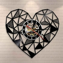 YanGxx Geometric Heart Wall Clock Romantic Love Bedroom Decor Art Personalized Valentines LOVE Gift Couple Parents Vinyl Record Clock