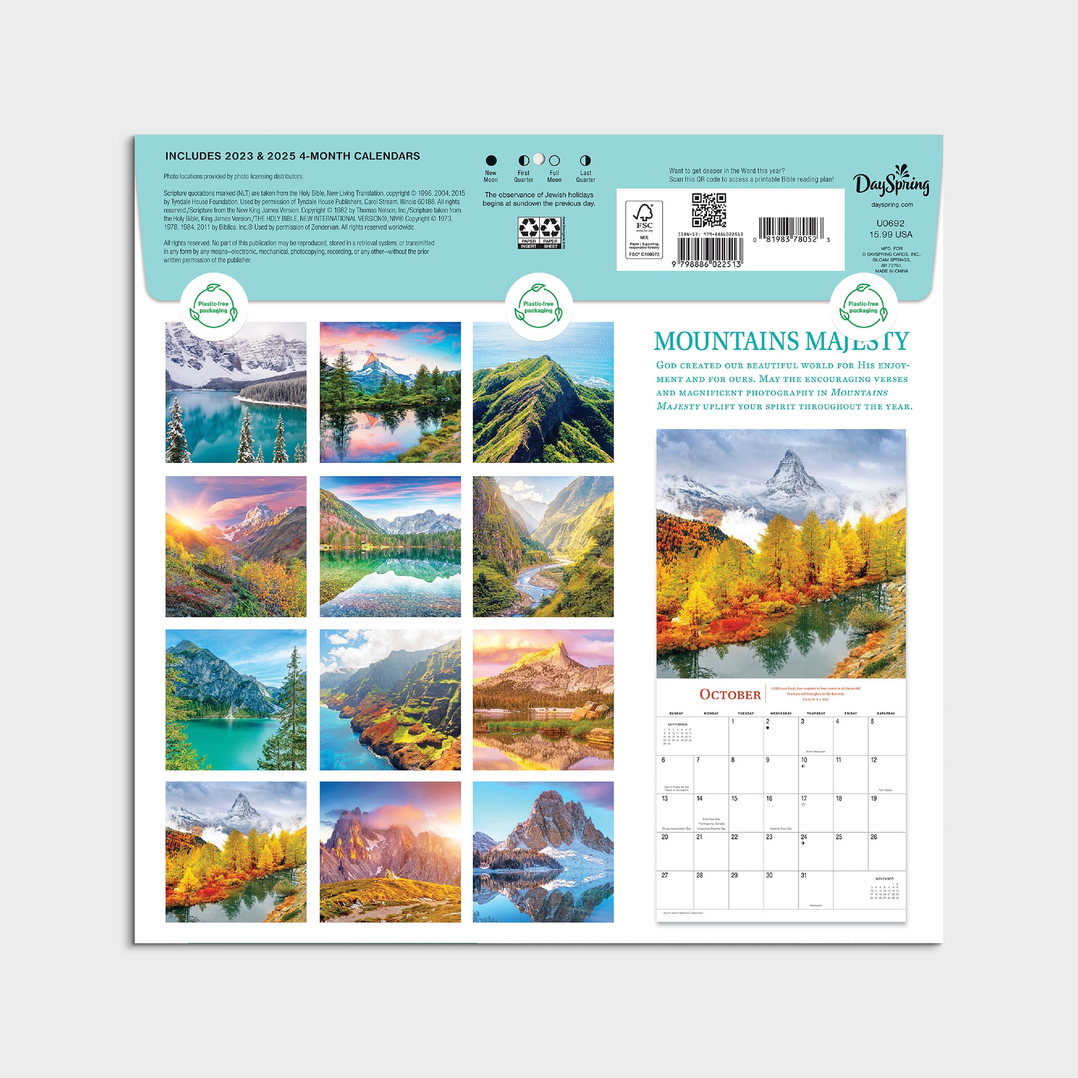2024-12 Month Calendar- Mountains Majesty 12x12 Hanging Wall Calendar by DaySpring
