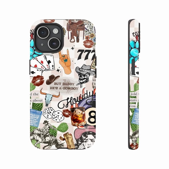 Western Cowboy Phone Case Edgy Retro Design for Trendsetters Cowboys & Unique Style Lovers Durable Shock Resistance Compatible with iPhone 11/12/13/14/15/16 (Pro Max/Plus)