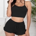 thumbnail image 2 of Tnhcen Women's Solid Color Ruffled Tank & Shorts Sleepwear Set Casual Home Pajama with Thin Straps for S to 3XL, 2 of 6