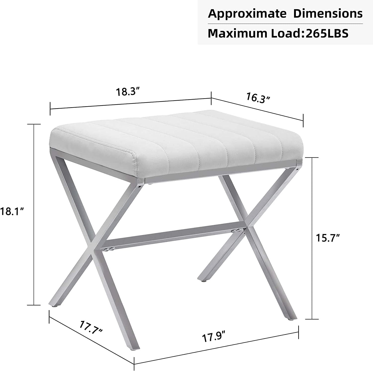 Duhome Vanity Stool Faux Leather Makeup Stool Vanity Bench with Metal Base Small Footstool Ottoman Footrest for Living Room, White