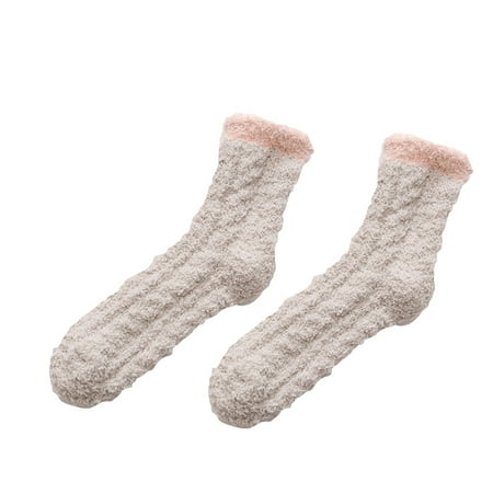 

Shulemin Winter Women Warm Middle Tube Twist Thick Fluffy Coral Fleece Bed Floor Socks