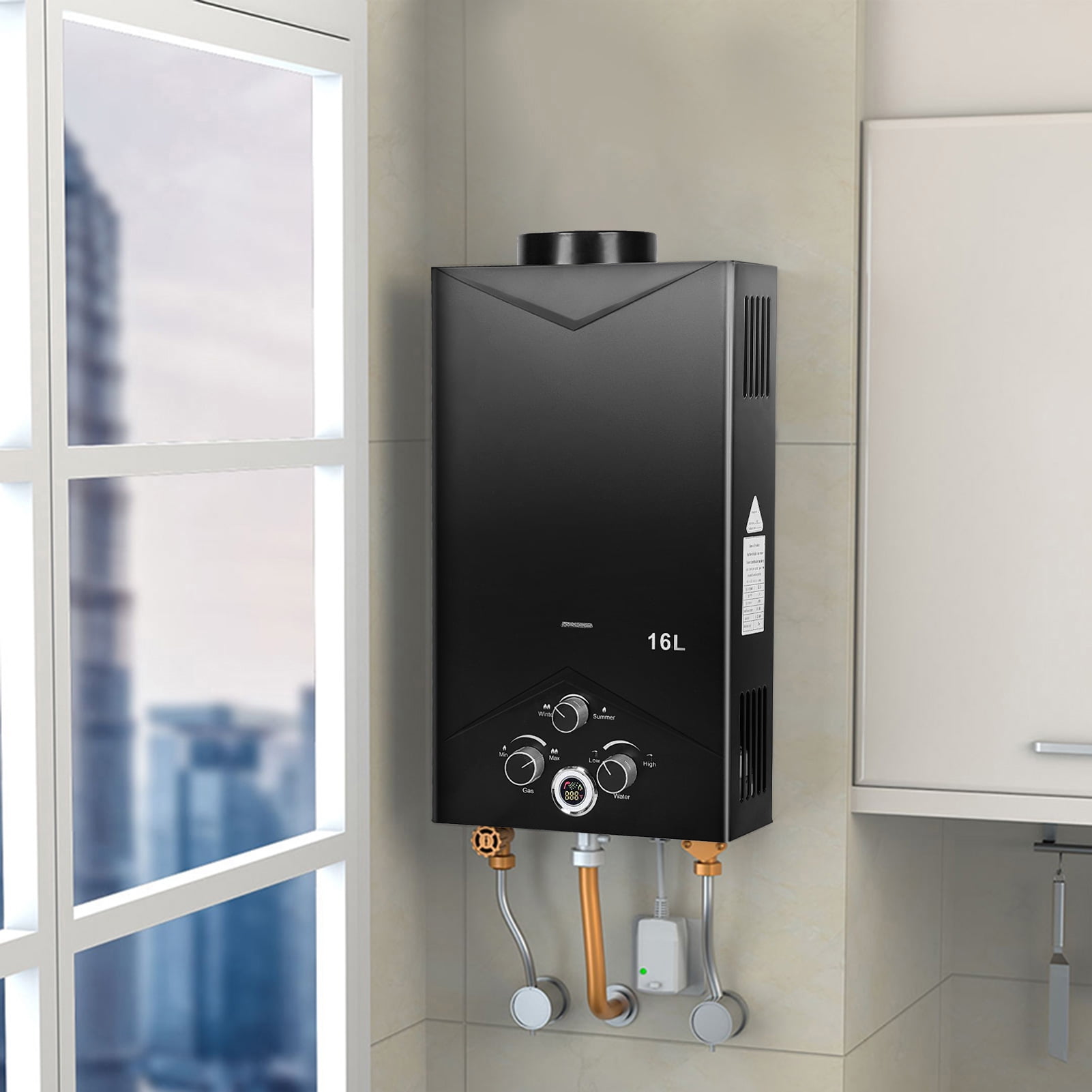Anvazise Tankless Water Heaters 4.21GPM 16L, Outdoor Portable Gas Hot Water Heaters, Fast Constant Temperature Water Heaters, Portable Water Heaters with Digital Display, Sprinkler