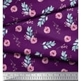 thumbnail image 3 of Soimoi Purple Cotton Duck Fabric Leaves & Ranunculus Floral Print Fabric by the Yard 42 Inch Wide, 3 of 3
