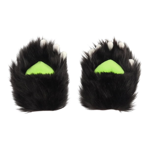 Guantes de pata de gato, accesorios de dibujos animados, disfraz de Halloween para club, carnaval, juego de rol Negro Verde