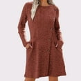 thumbnail image 2 of Ediodpoh Women Long Sleeved Dress with Belted Pocket Stylish Sweater Dress for Fall and Winter Fashion Red S, 2 of 4