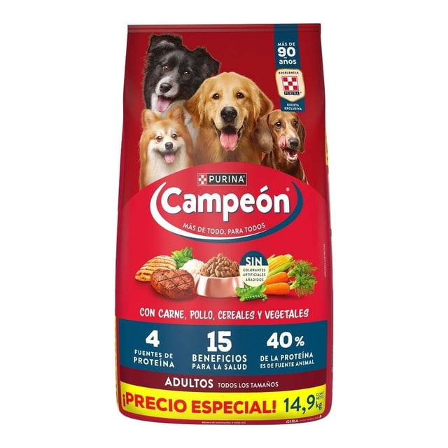 Alimento para Perro Purina Campeón Adulto Todos los Tamaños Carne y Pollo 14.9 Kg