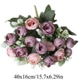 thumbnail image 3 of Ramo de Rosas Artificiales con Acentos de Tela de Satén, 40 x 16 cm, Disponible en Blanco, Rosa, Púrpura, Naranja, para Decoración del Hogar o Regalos, 3 of 7