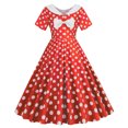 thumbnail image 5 of UPPADA Women's Classic Tea Dress Short Sleeve Swing Cocktail Party Dresses 1950s Retro Vintage Polka Dot 1950s Rockabilly Prom Midi Dress, 5 of 6