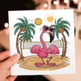 thumbnail image 7 of 3drose, Funny Cute Pink Flamingo Bird Playing Volleyball at the Beach, 12 Greeting Cards with Envelopes, 7 of 7