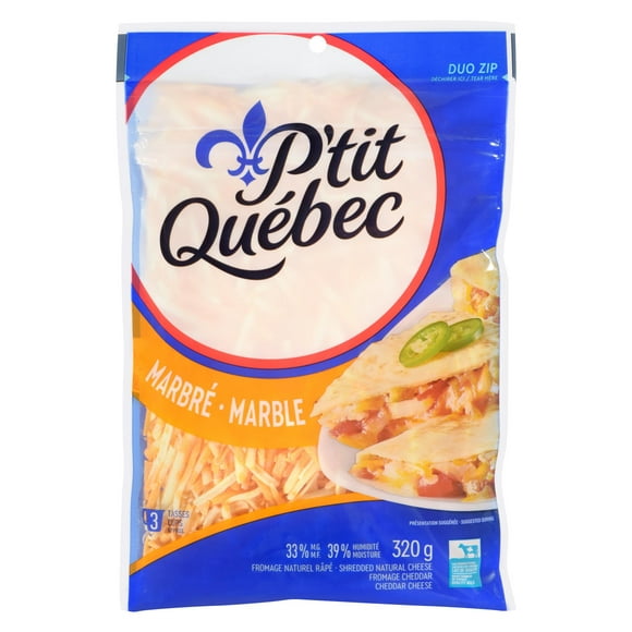 P'Tit Québec Fromage râpé Cheddar Marbré 320g