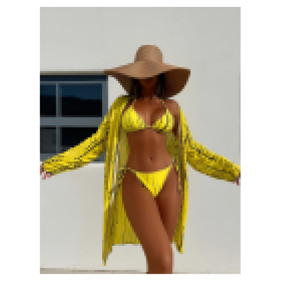 Sunny Yellow Bikini Set for Women - Triangle Swimsuit with Sheer Cover Up - Long Sleeve Beachwear - Cute Summer Swimsuits for Vacation - Yellow Triangle Bikini