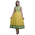 thumbnail image 1 of Bimba Kurtis Indiennes Damassées Jaunes Moyennes pour Femmes, Anarkali Prête à Porter Unie, Robe Imprimée Kurti Indienne X-Small, 1 of 6