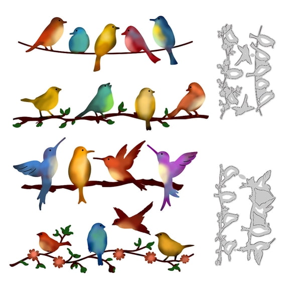 A Row of Birds Cutting Dies Branches Card Making Die Cut Carbon Steel Die Cuts Stencils Card Scrapbooking Embossing Template for DIY Paper Craft