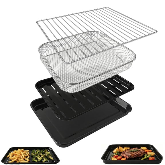 GWY Replacement 4‑in‑1 Baking Pan Basket Cooking Rack Set for Nuwave Bravo XL 30QT Air Fryer Toaster Oven, 1‑Pack