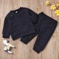 thumbnail image 2 of Vedolay Girl's Outfits Kids Girl Ribbed Long Sleeve T-shirt Top + Striped Pants Fall Outfits,Blue 12-18 Months, 2 of 5