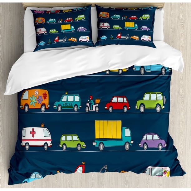 Taxi Car Print Pattern Duvet Cover Bedding Set