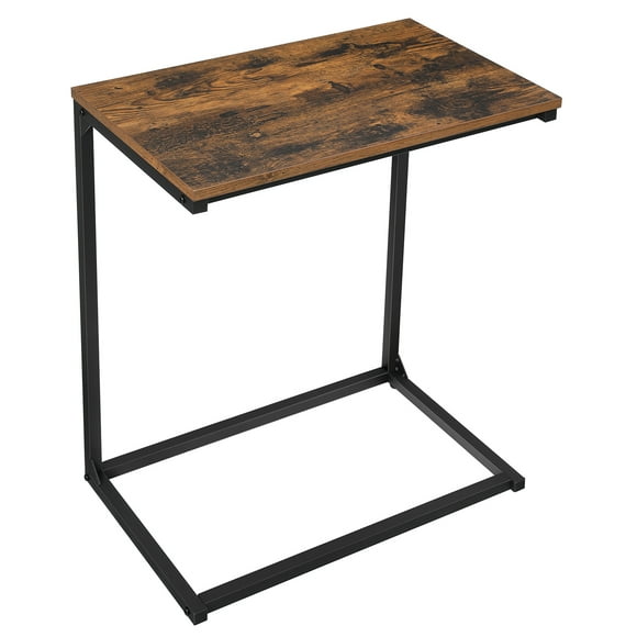 VASAGLE Table d'Appoint en Forme de C, Petite Table Basse pour Canapé Ou Sofa, Table d'Appoint Industrielle pour Salon, Chambre, 13.8 x 21.7 x 26 Pouces, Brun Rustique et Noir