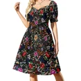 thumbnail image 2 of Vestido de manga corta con motivo de mantón flamenco español basado en seda bordada Mantón de Manila, 2 of 7