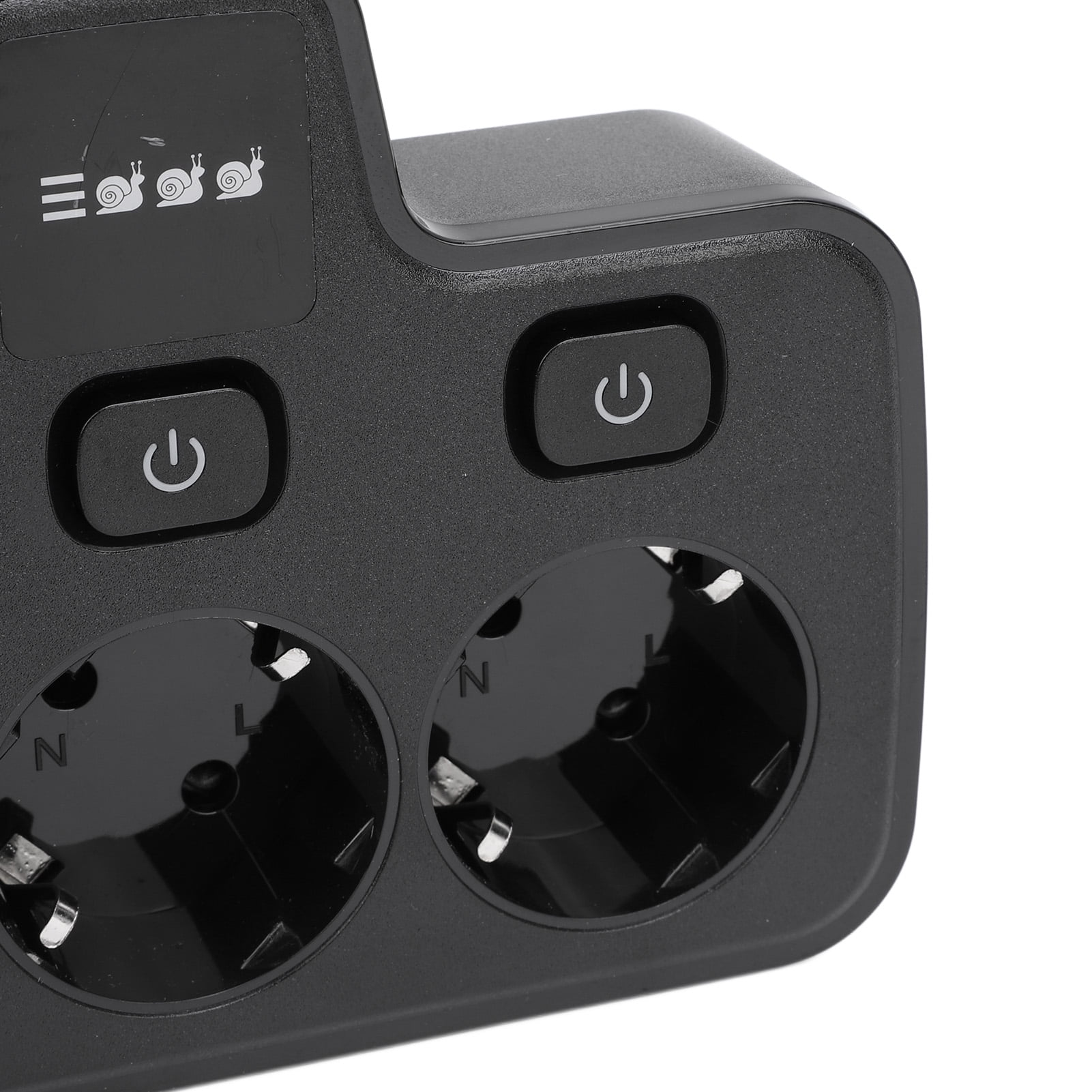 Suodoka 3-Way Power Socket Extender with Independent Switches, Multi-Outlet Adapter with 2 Prong EU Plug, 220V Grounding Electrical Outlet Receptacle for Home and Office, Black