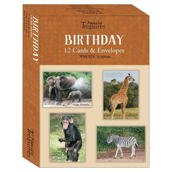 Family Treasures Wholesale 22481X Boxed - Card Birthday-Safari Friends - Box of 12