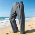 thumbnail image 5 of Guluxicc Men's Cotton Dress Pants with Pockets Button Front Loose Long Straight Leg Trousers for Summer Golf Wear Business Casual Outfits, 5 of 5