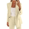 thumbnail image 5 of Roncen Women's Solid Color Suit Set - Long Sleeve Cardigan Blazer with Button Front & Pocket Trousers Two-Piece Formal Office Attire, 5 of 8