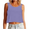 thumbnail image 3 of Feancey Women's Crop Tank Tops Loose Fit Sleeveless T-Shirts Solid Color Casual Workout Tank Top Dressy Trendy Going Out Tee Tops Purple XXL, 3 of 7