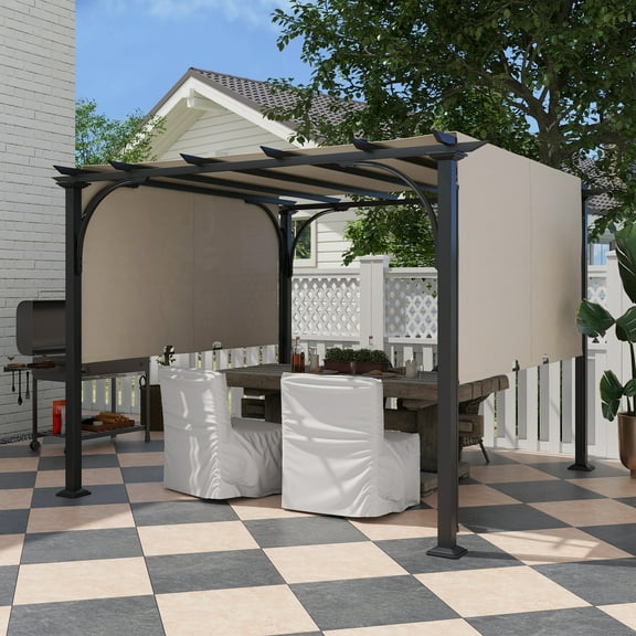 Outsunny 10' x 10' Steel Patio Pergola with Canopy Beige