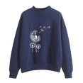 thumbnail image 1 of toraway Chandail à Capuche pour Femmes Fermeture à Glissière Coton Teal Automne Hiver Col Rond Couleur Unie Imprimé Manches Longues Chandail m, 1 of 4