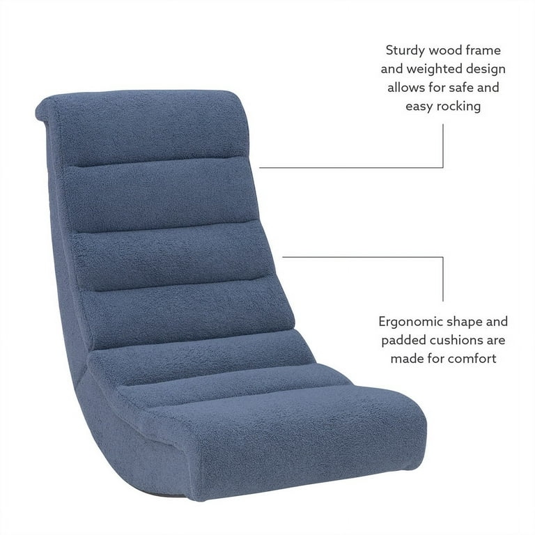 Linon Grayson Wood Sherpa Upholstered Game Rocking Chair in Blue Walmart