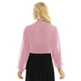 thumbnail image 3 of YONGHS Women‘s Open Front Long Sleeve Chiffon Scarves Shrug Cropped Bolero Cardigan Top Pink One Size, 3 of 7