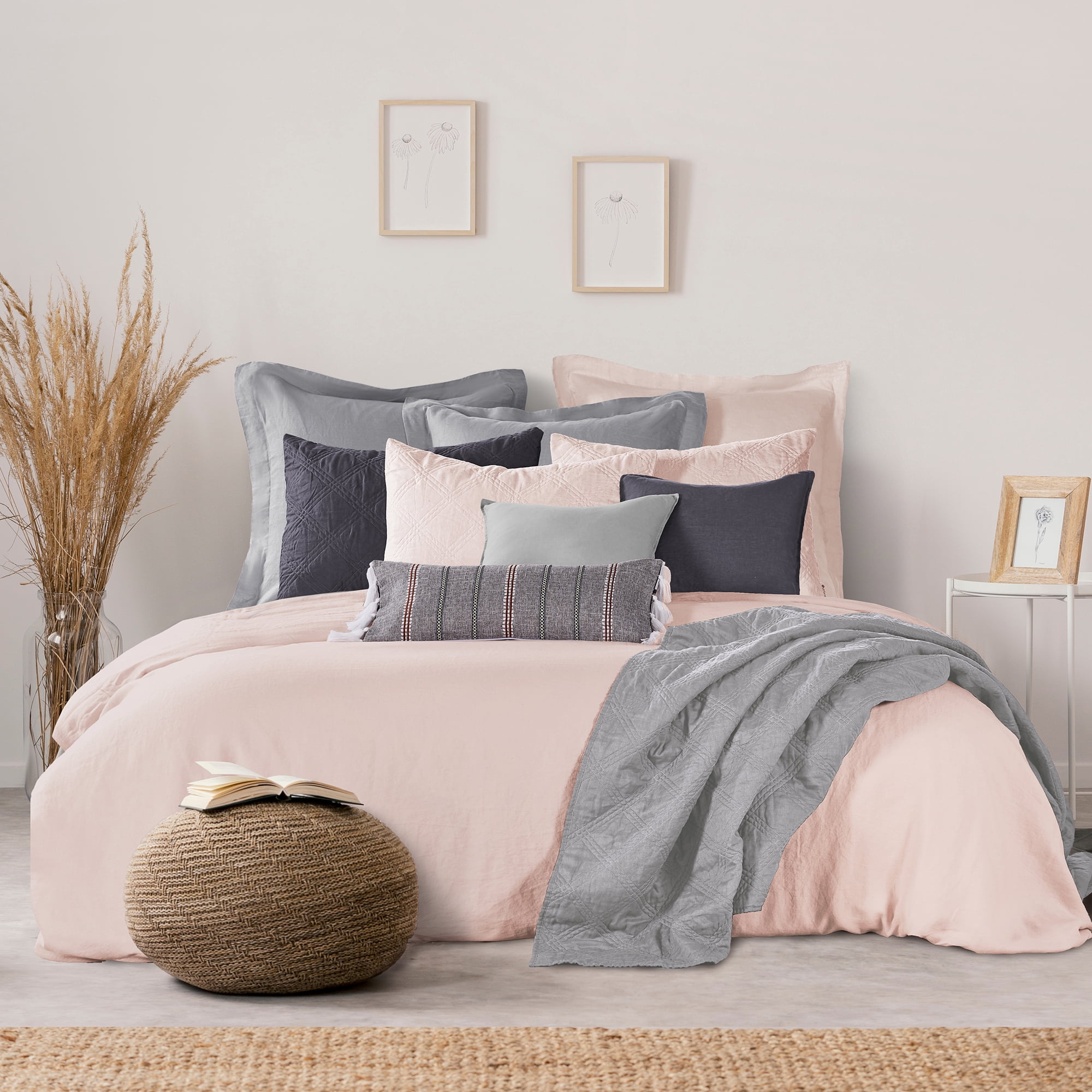 Levtex Home - 100% Linen - Twin Duvet Cover - Washed Linen in Blush - Duvet Cover Size (68 x 88in.)
