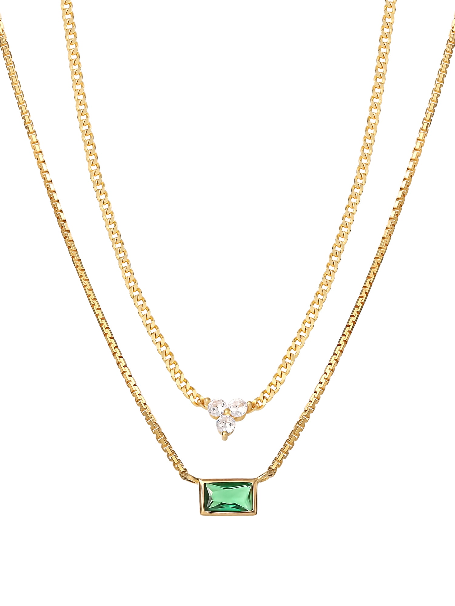 JS Jessica Simpson Women’s Gold Plated Sterling Silver CZ Layered Necklace