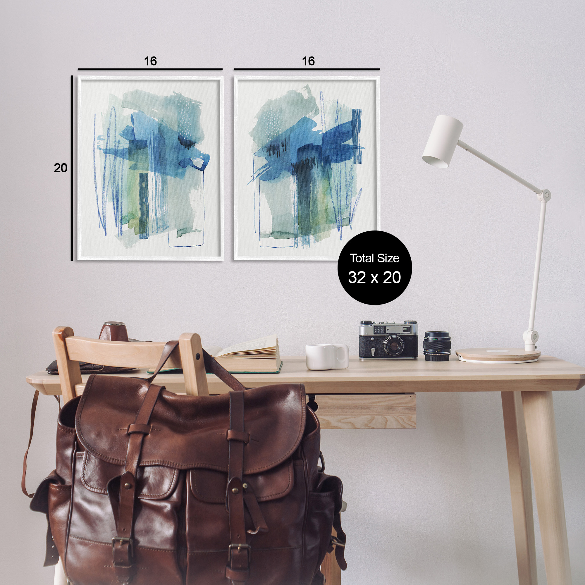 Stupell Industries Chaotic Brushed Watercolor Abstract Painting White Framed Art Print Wall Art, 16 x 20, Set of 2
